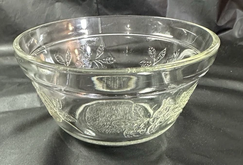 Vintage Federal Glass Clear Glass 5.5” Bowl Apple Blossom Pattern