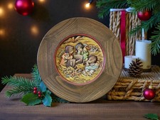 Vintage Anri Christmas Day 1972 Jerrandiz Wooden Carved Wall Plate 3411 Italy