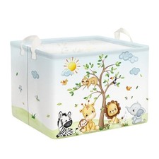 36L Large Safari Animal Tree Baby Basket Giraffe Lion Elephant Toy Chest Bin