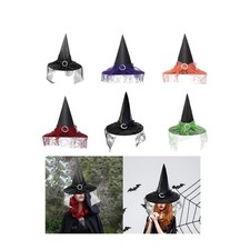 Halloween Witch Hat for Decoration Modern Black Fancy Dress Sorceress Hat for