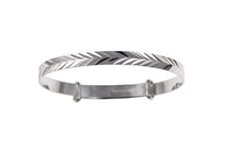 Solid Silver Baby Bangle Herringbone Adjustable 18 months - 3 years 925 Hallmark