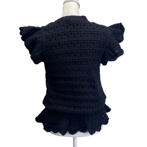 Maglione BOHME Shelly nero con volant manica svasata maglia aperta boho stravagante taglia M - Foto 9 di 13