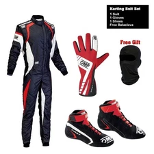 OMP Racing Suit Shoes Gloves Set with FREE Balaclava – Karting Gear Bundle