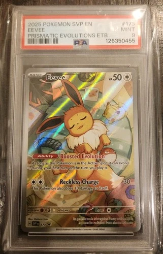 Pokemon Prismatic Evolution Eevee 2025 ETB Promo, PSA 9
