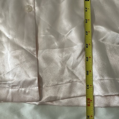 Camicia da notte donna Oscar De La Renta in raso rosa taglia M manica lunga con bottoni - Foto 7 di 7