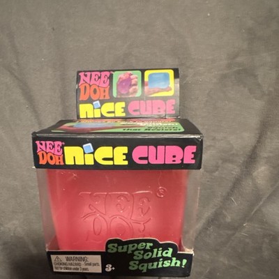 Nee Doh Nice Cube Super Solid Squish Squeeze Toy Red, Ages 4-17 Years