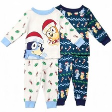 Bluey and Bingo Toddler Boy's Christmas Holiday 4-Piece Pajama Set, Size 2T
