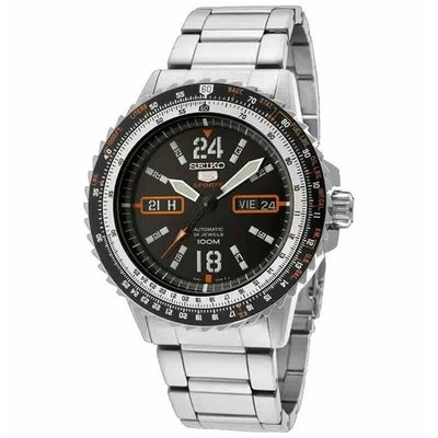 New Seiko 5 Sport SRP347K1 Black Dial Automatic Pilot Flightmaster Men Watch