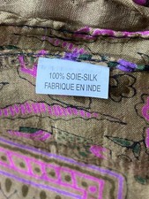 Vintage 100 Silk Paisley India Scarf Shawl Wrap Pink Gold Purple 69x42 Large