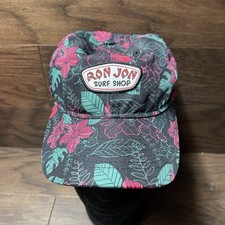Ron Jon Surf Shop Hawaiian Floral Cap Youth Adjustable Black Casual Hat