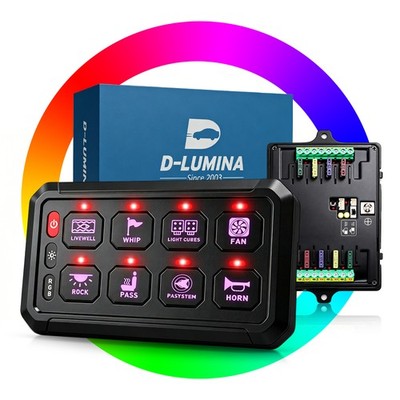 RGB 8 GANG LED SWITCH PANEL KIT AUTOMATIC DIMMABLE OFF ROAD LIGHT CONTROLLER 12V