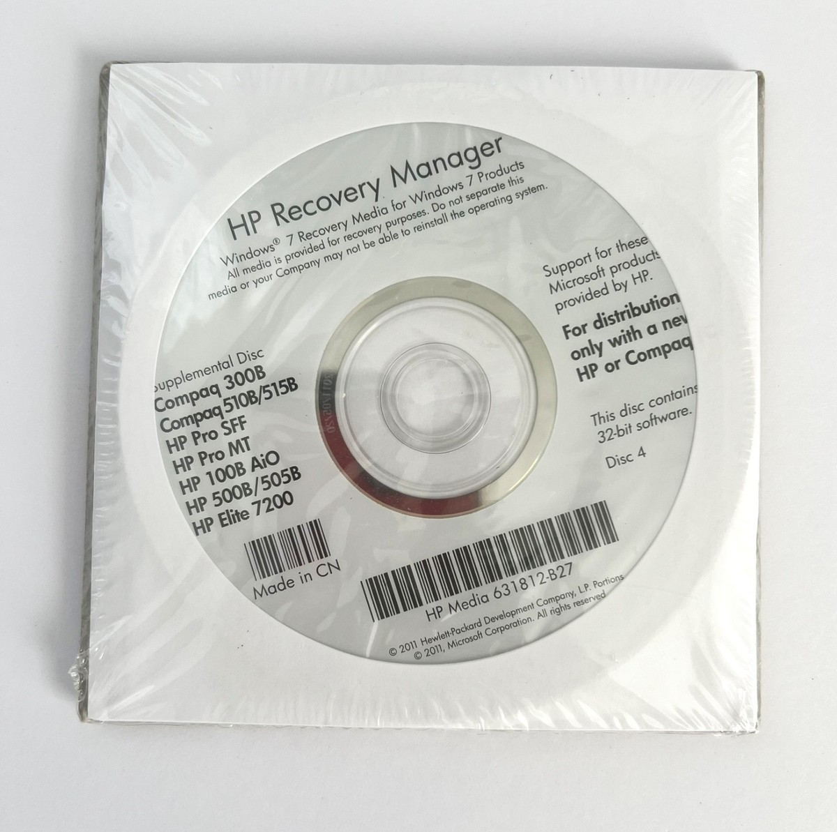 HP Recovery Manager Windows 7 HP Compaq Disc Media Set of 4 | eBay