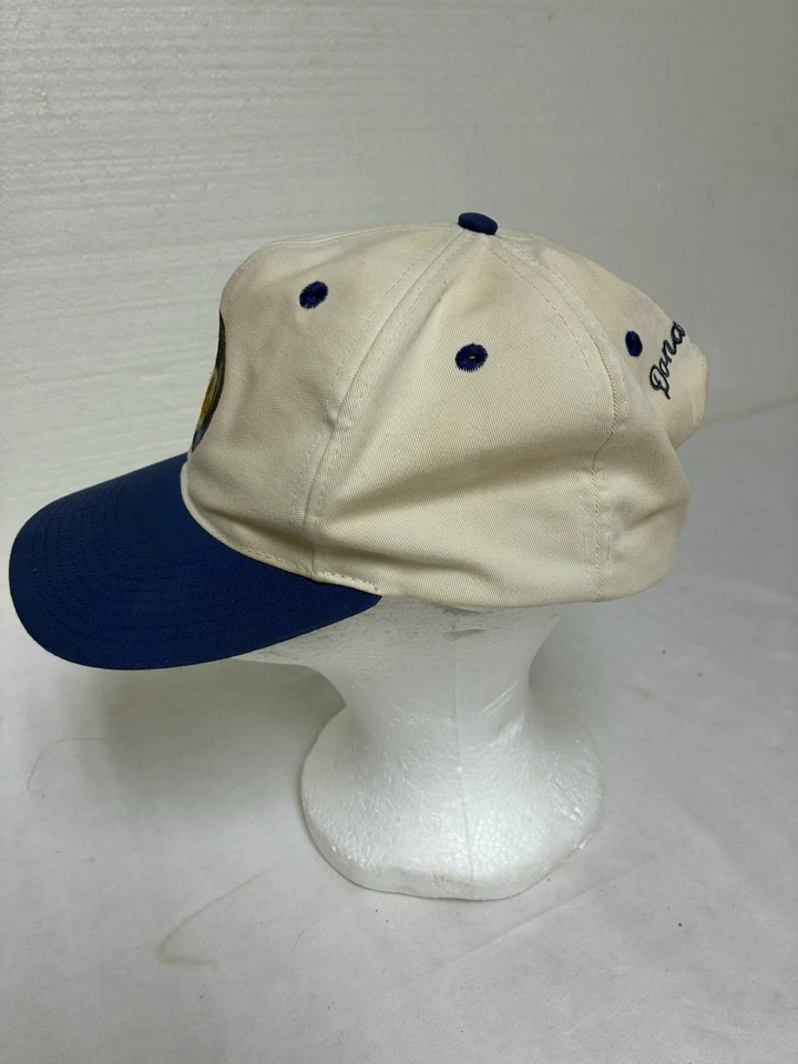 De colección 1990 The Disney Store Pato Donald SnapBack Sombrero Blanco Con Billete Azul Foto 2 de 4