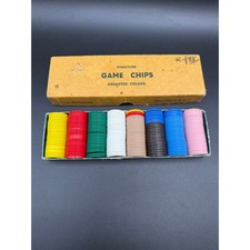 Vintage 200 Poker Game Chips Bakelite Clay Composite Chips Boxed Set 7/8 inch