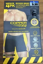 4pk Copper Fit Men's L Performance Boxer Briefs Black Copper Infused  Work Gear