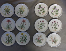 12er Set F&uuml;rstenberg Porzellan Untersetzer/Konfektteller Botanik Feldblumen