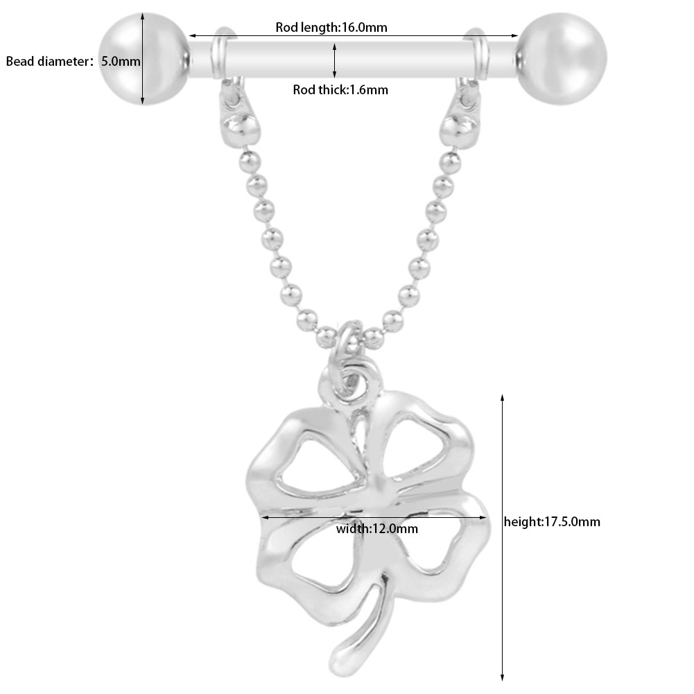 New Geometrical Four Leaf Clover Pendant Nipple Ring Bead Chain Piercing Body