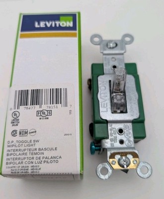 Leviton 3032-PLC 30 Amp Industrial Grade HD 2-Pole Red Pilot Light Toggle Switch