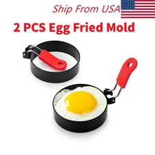 2pcs-Stainless Steel Fried Egg Mold Egg Ring with Brush for Fried Egg New