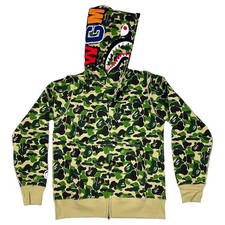 BAPE ABC Camo Shark WGM Hoodie Sweatshirt Green  A Bathing Ape