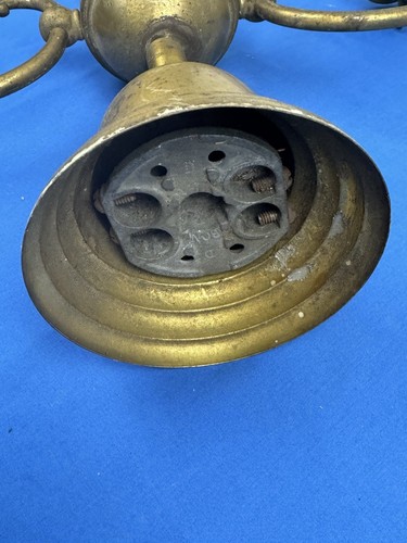 C1905 2-Arm Brass Light Fixture & 2 Early EDISON PATENTED Sockets, Bryant Paddle - Picture 20 of 20