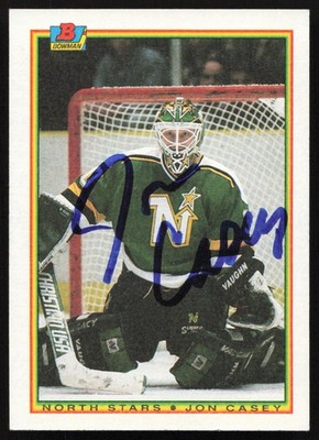 Jon Casey Autographed 1990-91 Bowman Card #183 Minnesota North Stars