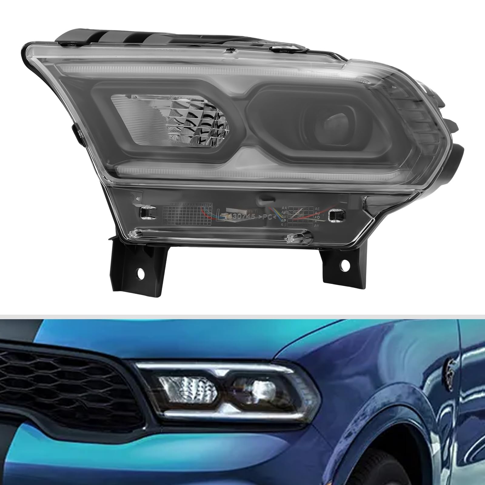 LED Headlight Assembly Left Driver Side for 2021-2023 Dodge Durango w/Low/High