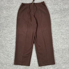Caribbean Joe Womens Casual Pants Large Brown Pull On Elastic Waist High Rise