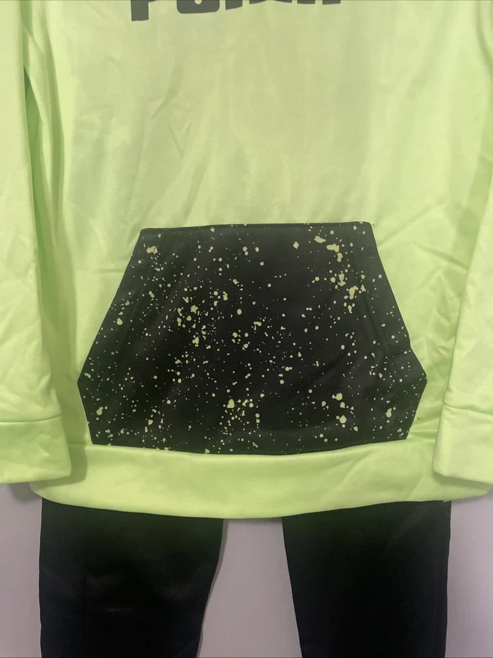 PUMA Kids Boys 2-Piece Hoodie & Jogger Set – Neon Yellow / Black – Size M - Image 3 of 4