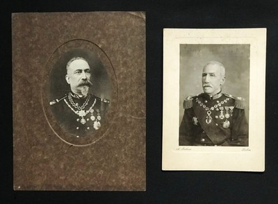 PORTUGAL.TWO ANCIENT STUDIO PHOTO PORTRAITS OF GENERALS. ORDER OF AVIZ. 1870.