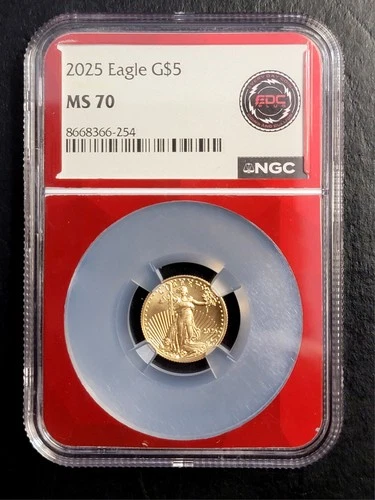 2025 Eagle G$5 MS 70 1/10oz Gold (EDC Label)