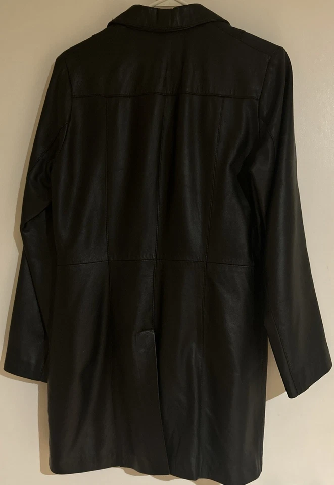 Gabardina para mujer Vera Pelle de cuero negro de longitud media - Hecha en Italia talla 44 Foto 2 de 4