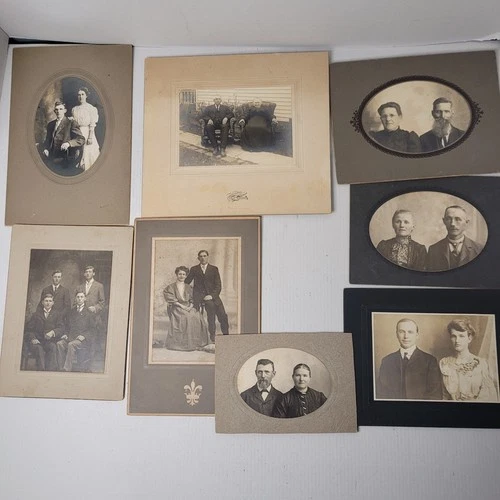 Cabinet Card Antique/Vintage Studio Photos Couples Brothers Lot of 8 Photographs