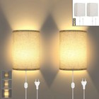 2 Pack LED Wall Light Sconce Dimmable Up and Down Indoor Fabric Home Decor Lamp