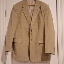 Alan Flusser 46L 2 button Corduroy Blazer Single Split Tan Lined Sport Coat