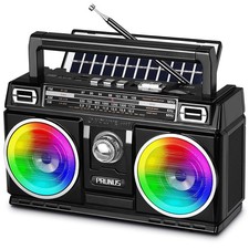 PRUNUS 750 AM FM Radio Portable with Bluetooth Dual Speakers and RGB Light