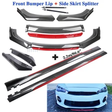 Carbon Fiber Front Bumper Lip Spoiler + Side Skirt Rear For Mitsubishi Lancer