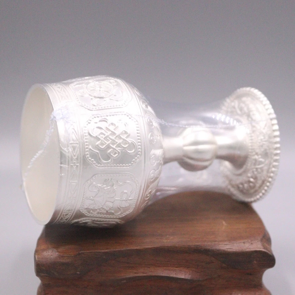 Sterling Silver Wine Cup Lucky Gift Eight Pattern Flagon Cup - Image 4 of 4