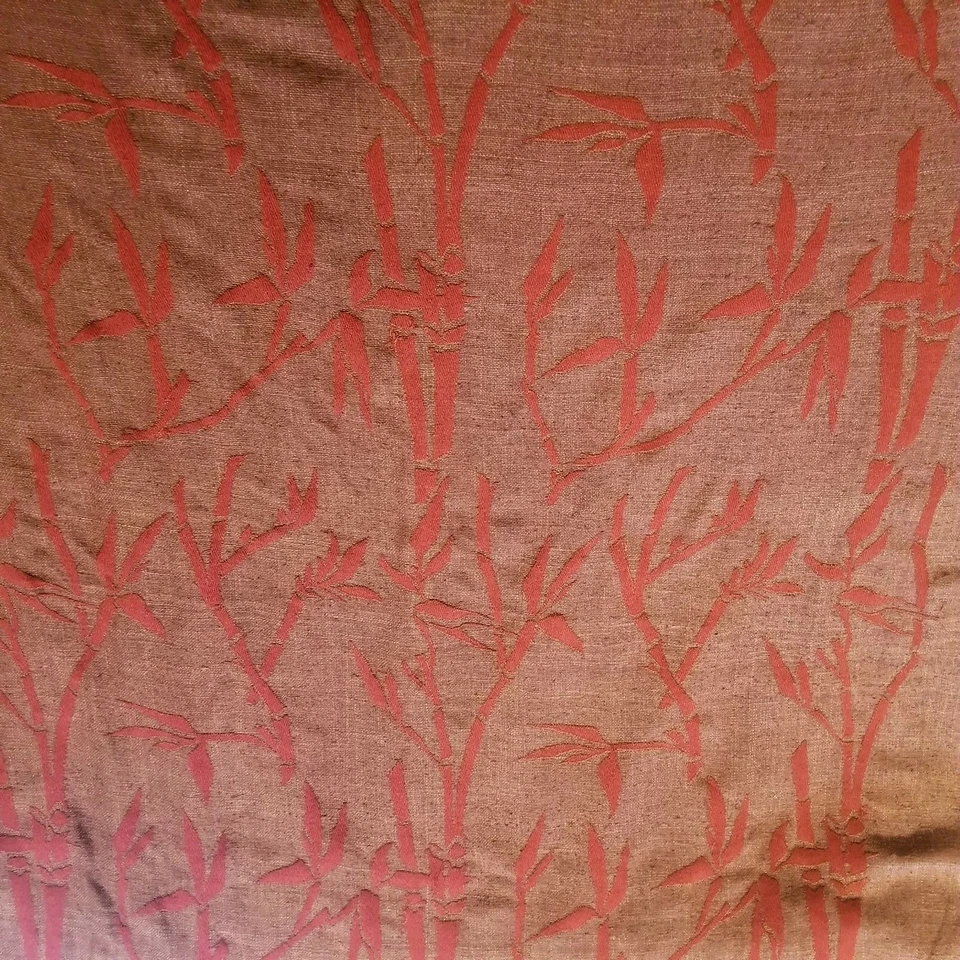 Dusty Wine-Colored Raw Silk with Woven Embroidered Bamboo Design - Beautiful! - image 3 of 4