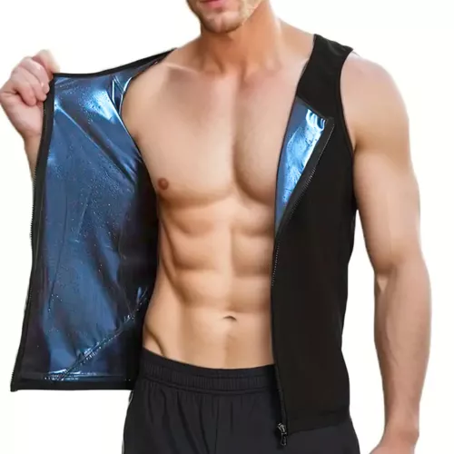 Men Sauna Sweat Vest Suit Waist Trainer Body Shaper Weight Loss Tank Top Workout - Picture 30 of 31