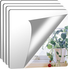 4 Pack Self Adhesive Acrylic Mirror, 12X 12 Inch Mirror Tiles,Flexible Plastic M