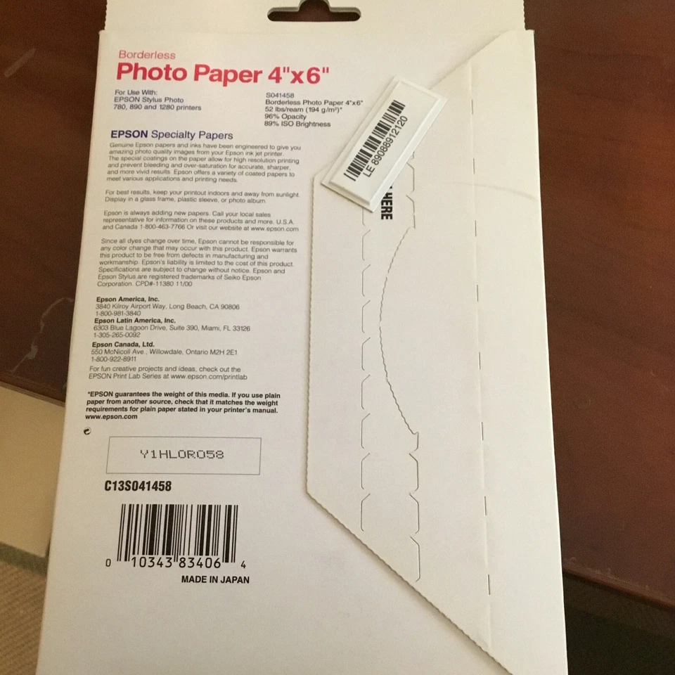 Epson Borderless Photo Paper (4x6, 20 Sheets). S041458 - Image 3 of 4