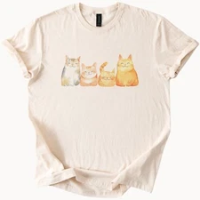 Cute Smiling Cats T Shirt Feline Friends Tee Animal Lover Gift