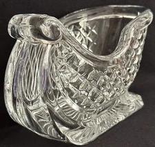 LENOX Crystal Glass Sleigh Sled Candy Nut Dish Vase Centerpiece Decor Vintage