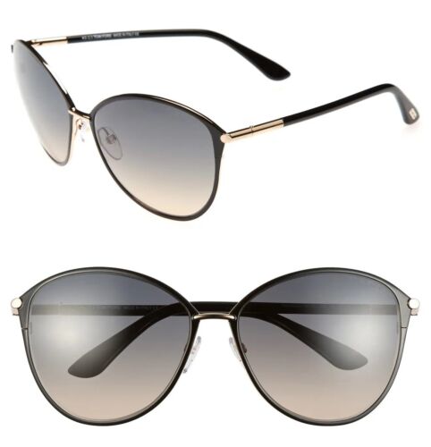Tom Ford Penelope TF320 28B 59mm Cat Eye Sunglasses Black Gold / Blue Gradient - Picture 1 of 4