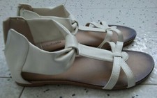 Sandali bianchi donna, cerniera su retro, n.41