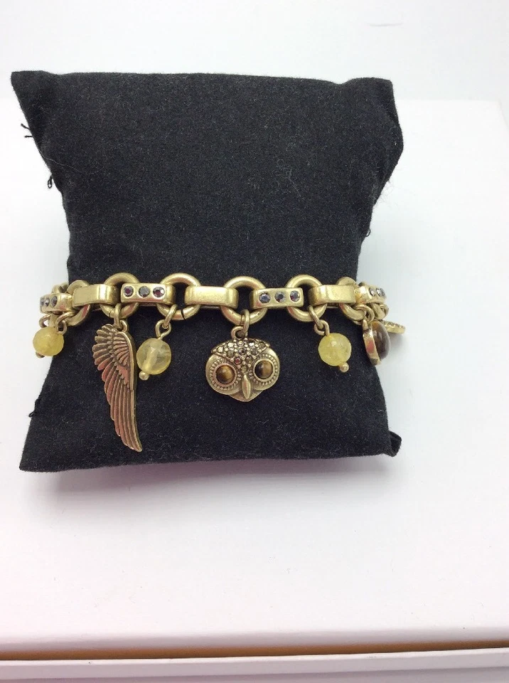 LUCKY BRAND Two-Tone Owl and Wing Charm Bracelet $39 #L38 - Image 3 of 4