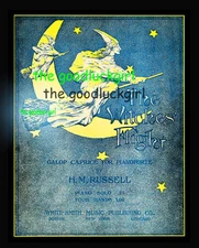 1903 WITCH FLIGHT 8x10 Vintage Halloween sheet music cover Art print