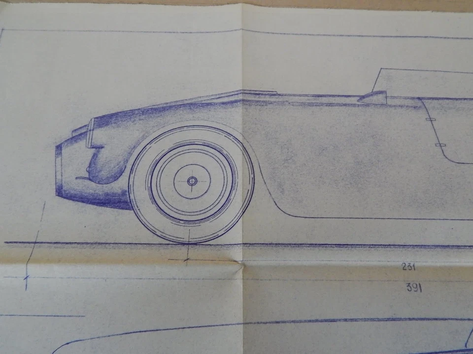 RARO: DISEGNO TECNICO DELL'EPOCA LANCIA SPORT INTERNAZIONALE CARRERA D24 - Immagine 4 di 4