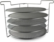 Folding Pizza Rack with Five 14 Inch Pizza Screens - Compact and Convenient Desi